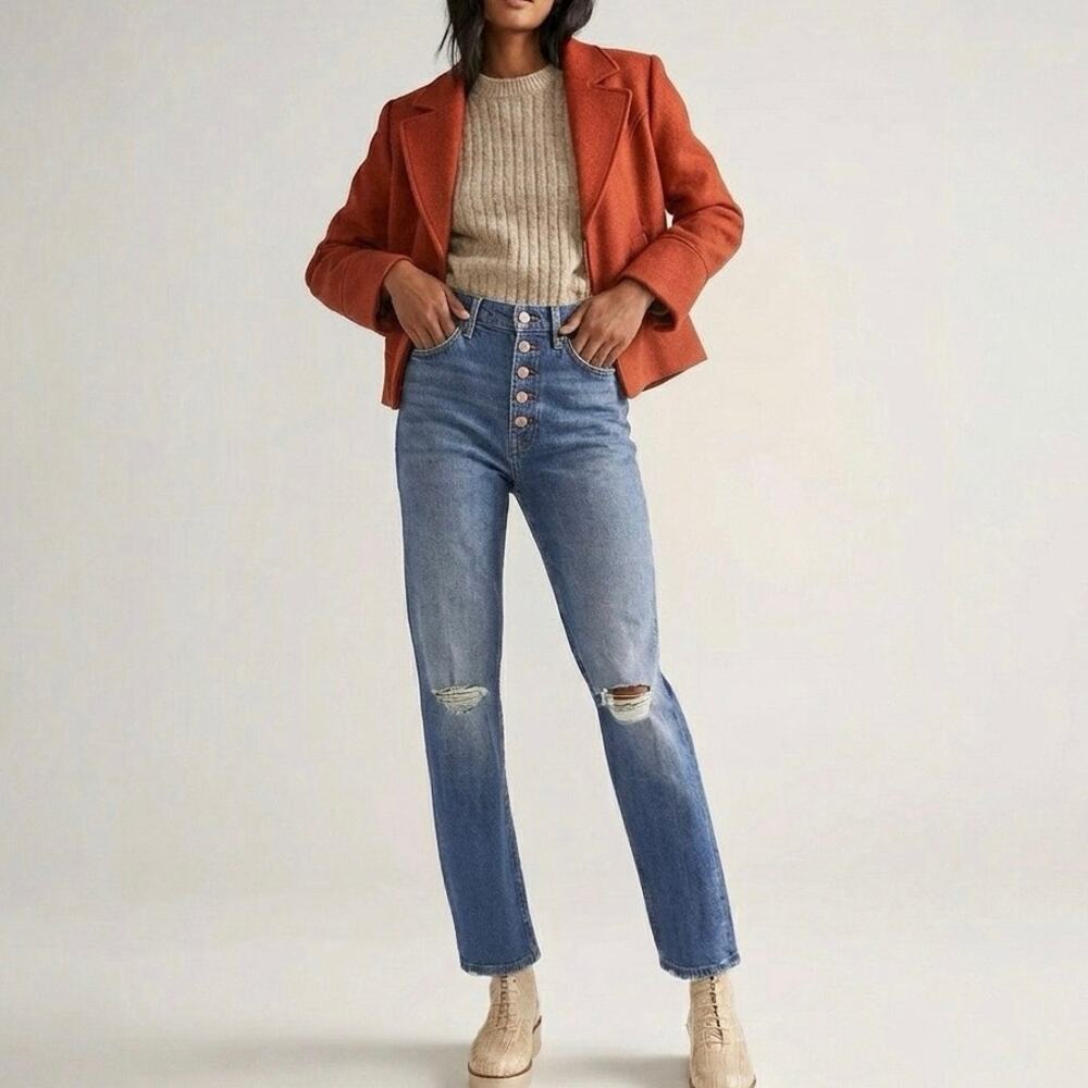 Mother The Pixie Tomcat Crop size 28 Not Cut & Pasted Ankle Jeans - Picture 3 of 15
